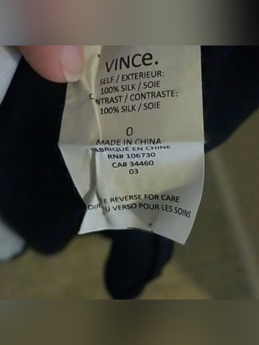 VINCE Vertical Dip Dye 100% Silk Ombré Button Down Blouse, size 0 - Picture 6 of 7